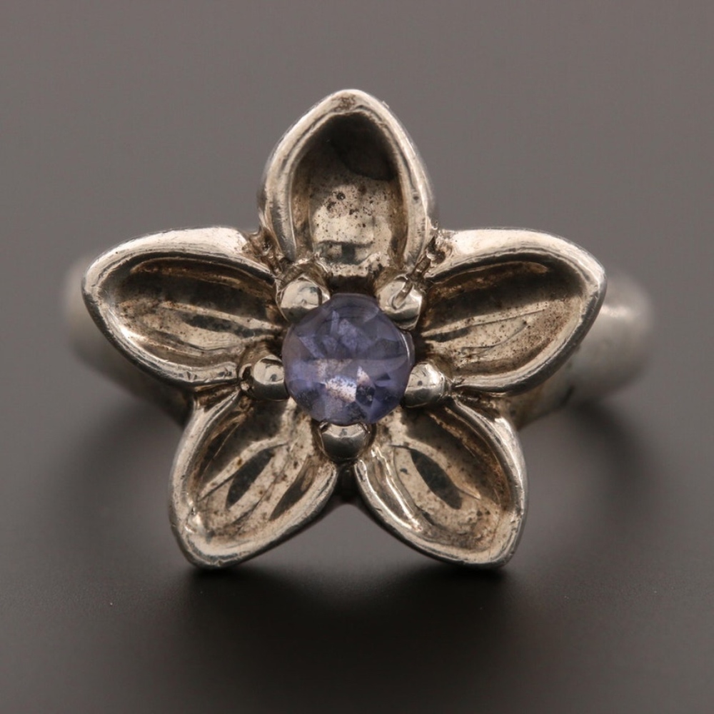 Tiffany & Co Sterling Silver Tanzanite Flower Ring